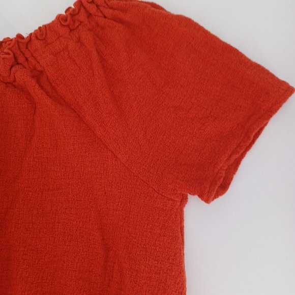 MADEWELL Sz S Frill Smock Textured Drawstring Top Round Neck Cotton Minimalism - Picture 5 of 15